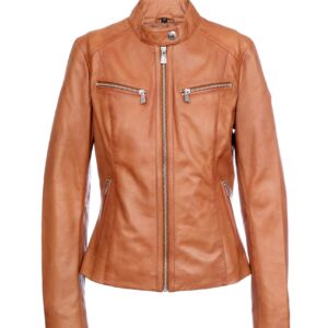CINDY cognac ŽENSKA KOŽNA JAKNA INVENTO KOŽNE JAKNE