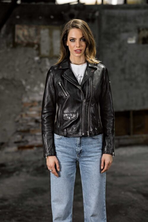LOLA BLACK ŽENSKA KOŽNA JAKNA INVENTO KOŽNE JAKNE