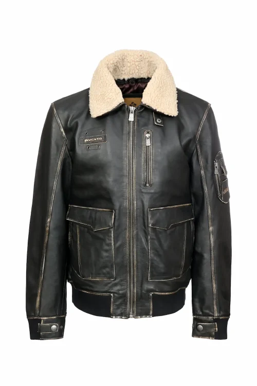 invento-urban-vintage-brown-muska-kozna-jakna-prednja-strana URBAN Brown muška kožna jakna | INVENTO